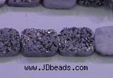 CAG8232 Top drilled 13*18mm rectangle silver plated druzy agate beads