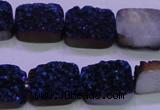 CAG8236 Top drilled 13*18mm rectangle blue plated druzy agate beads