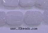 CAG8240 Top drilled 15*20mm rectangle white plated druzy agate beads