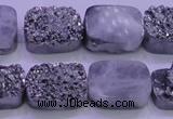 CAG8242 Top drilled 15*20mm rectangle silver plated druzy agate beads