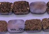 CAG8243 7.5 inches 15*20mm rectangle glod plated druzy agate beads