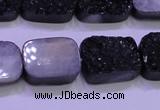 CAG8247 Top drilled 15*20mm rectangle black plated druzy agate beads