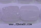 CAG8250 Top drilled 18*25mm rectangle white plated druzy agate beads