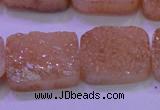 CAG8251 Top drilled 18*25mm rectangle champagne plated druzy agate beads