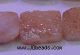 CAG8261 Top drilled 20*30mm rectangle champagne plated druzy agate beads