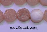 CAG8361 7.5 inches 16mm coin champagne plated druzy agate beads