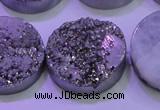 CAG8402 7.5 inches 30mm coin silver plated druzy agate beads