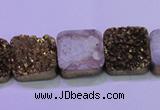 CAG8424 7.5 inches 18*18mm square gold plated druzy agate beads