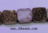 CAG8425 7.5 inches 20*20mm square gold plated druzy agate beads