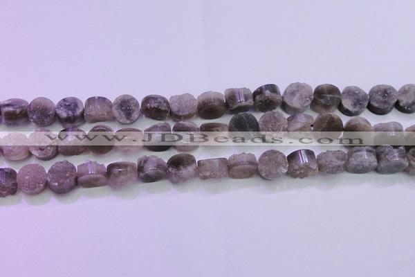 CAG8431 15.5 inches 12mm coin grey druzy agate gemstone beads