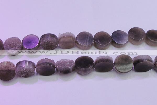 CAG8436 15.5 inches 22mm coin grey druzy agate gemstone beads