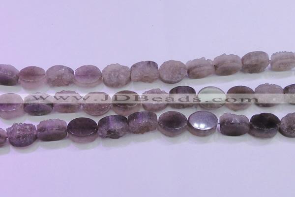 CAG8443 15.5 inches 13*18mm oval grey druzy agate gemstone beads