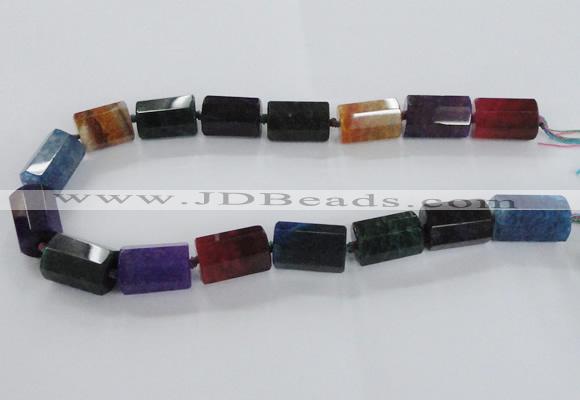 CAG8510 15*18mm - 15*22mm faceted tube dragon veins agate beads