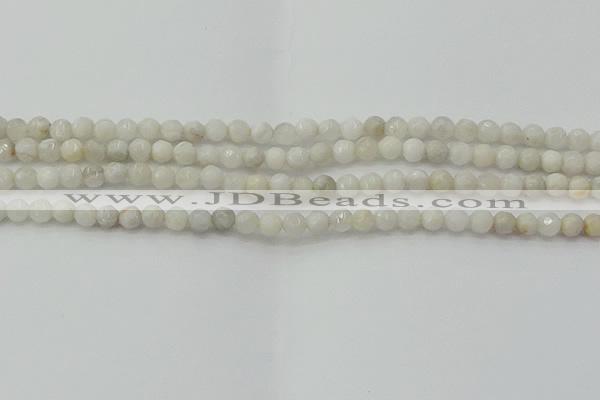 CAG8513 15.5 inches 4mm faceted round grey agate beads wholesale