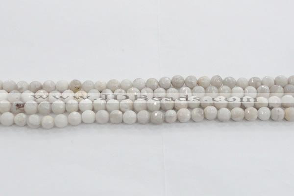 CAG8514 15.5 inches 6mm faceted round grey agate beads wholesale