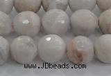 CAG8518 15.5 inches 14mm faceted round grey agate beads wholesale