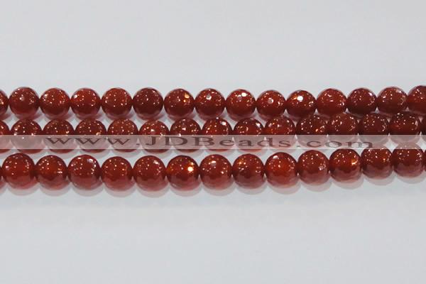 CAG8595 15.5 inches 16mm faceted round red agate gemstone beads