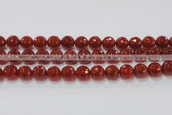 CAG8597 15.5 inches 20mm faceted round red agate gemstone beads