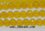 CAG8601 15.5 inches 6mm faceted round yellow agate gemstone beads