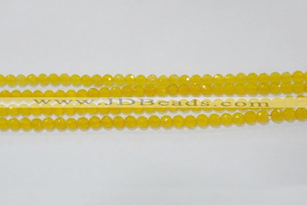 CAG8601 15.5 inches 6mm faceted round yellow agate gemstone beads