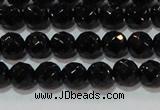 CAG8611 15.5 inches 8mm faceted round black agate gemstone beads