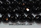 CAG8612 15.5 inches 10mm faceted round black agate gemstone beads