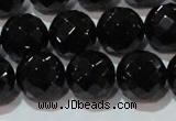 CAG8615 15.5 inches 16mm faceted round black agate gemstone beads