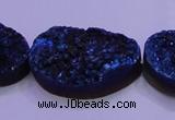 CAG8669 7.5 inches 22*30mm freeform blue plated druzy agate beads