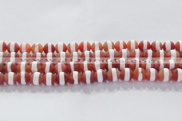 CAG8708 15.5 inches 12mm round matte tibetan agate gemstone beads