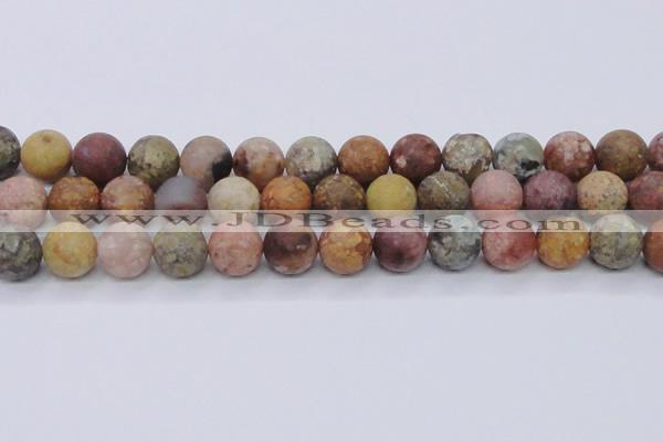 CAG8750 15.5 inches 14mm round matte rainbow agate beads