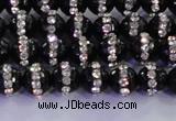 CAG8855 15.5 inches 6mm faceted round agate with rhinestone beads