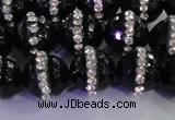 CAG8859 15.5 inches 14mm faceted round agate with rhinestone beads