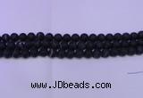 CAG8870 15.5 inches 4mm round matte black line agate beads