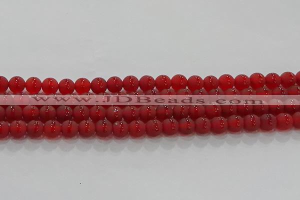 CAG8901 15.5 inches 6mm round matte red agate beads wholesale