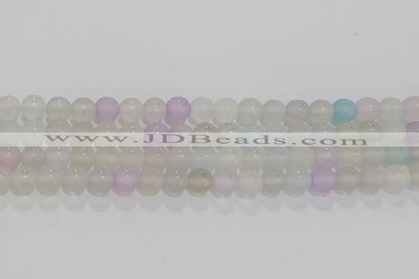 CAG8931 15.5 inches 6mm round matte colorful agate beads wholesale