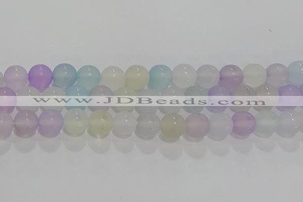 CAG8932 15.5 inches 8mm round matte colorful agate beads wholesale