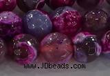 CAG8942 15.5 inches 8mm faceted round fire crackle agate beads