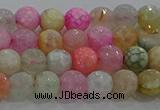 CAG8948 15.5 inches 6mm faceted round fire crackle agate beads