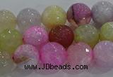 CAG8949 15.5 inches 8mm faceted round fire crackle agate beads