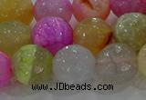 CAG8951 15.5 inches 12mm faceted round fire crackle agate beads