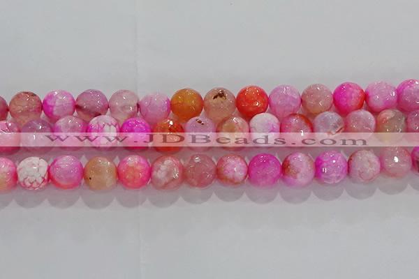 CAG8965 15.5 inches 10mm faceted round fire crackle agate beads