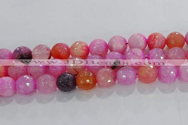 CAG8968 15.5 inches 16mm faceted round fire crackle agate beads