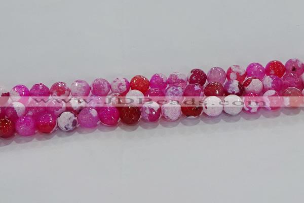 CAG8972 15.5 inches 8mm faceted round fire crackle agate beads