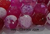 CAG8975 15.5 inches 14mm faceted round fire crackle agate beads