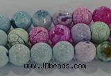 CAG8978 15.5 inches 4mm faceted round fire crackle agate beads