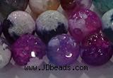 CAG8992 15.5 inches 16mm faceted round fire crackle agate beads