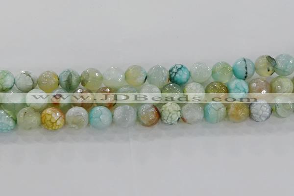 CAG8995 15.5 inches 8mm faceted round fire crackle agate beads