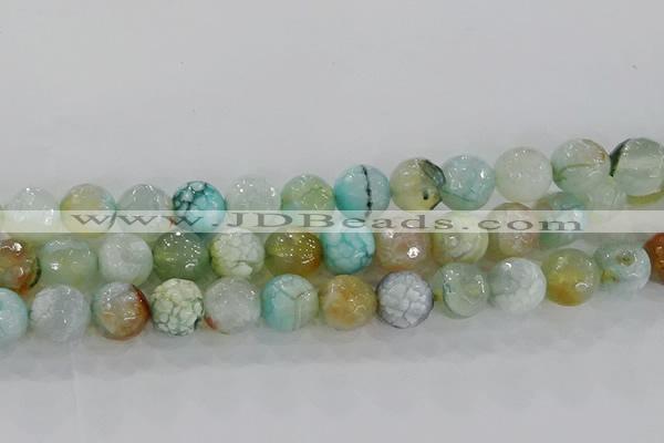 CAG8996 15.5 inches 10mm faceted round fire crackle agate beads