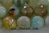 CAG8997 15.5 inches 12mm faceted round fire crackle agate beads