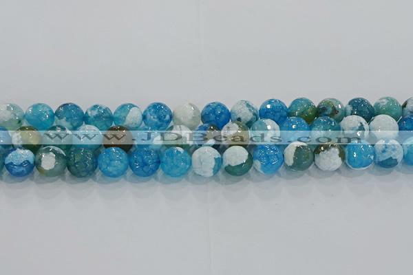 CAG9001 15.5 inches 8mm faceted round fire crackle agate beads